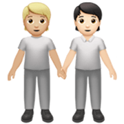 Émoji 🧑🏼‍🤝‍🧑🏻 Deux Personnes Se Tenant La Main : Peau Moyennement Claire Et Peau Claire sur Apple iOS 17.4.