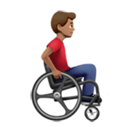 Mann im manuellen Rollstuhl nach rechts gerichtet: Mittlerer Hautton Apple iOS 17.4.