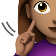 Emoji 🧏🏽‍♀️ Donna Con Problemi Di Udito: Carnagione Olivastra su Apple iOS 17.4.