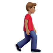 Emoji 🚶🏽‍♂️‍➡️ Uomo che cammina rivolto a destra: tono medio della pelle su Apple iOS 17.4.