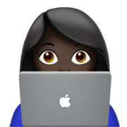 👩🏿‍💻 Emoji Tecnóloga: Tono De Piel Oscuro en Apple iOS 17.4.