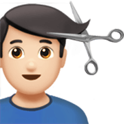 💇🏻‍♂️ Emoji Homem Cortando O Cabelo: Pele Clara na Apple iOS 17.4.