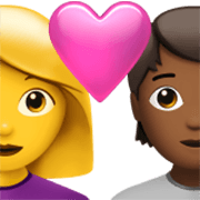👩‍❤️‍🧑🏾 Emoji Casal Apaixonado: Mulher, Pessoa, Sem tom de pele, Pele Morena Escura na Apple iOS 17.4.