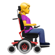Emoji 👩‍🦼‍➡️ Donna in sedia a rotelle motorizzata rivolta a destra su Apple iOS 17.4.
