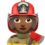 👩🏾‍🚒 Emoji Feuerwehrfrau: mitteldunkle Hautfarbe Apple iOS 17.4.