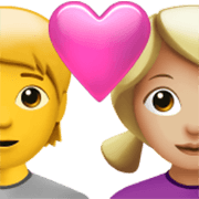 🧑‍❤️‍👩🏼 Emoji Pareja Enamorada: Persona, Mujer, Sin tono de piel, Tono De Piel Claro Medio en Apple iOS 17.4.