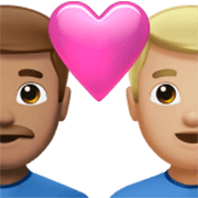 Emoji 👨🏽‍❤️‍👨🏼 Coppia Con Cuore - Uomo: Carnagione Olivastra, Uomo: Carnagione Abbastanza Chiara su Apple iOS 17.4.