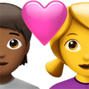 🧑🏾‍❤️‍👩 Emoji Liebespaar: Person, Frau, mitteldunkle Hautfarbe, Kein Hautton Apple iOS 17.4.