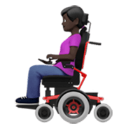 👩🏿‍🦼 Emoji Frau in elektrischem Rollstuhl: dunkle Hautfarbe Apple iOS 17.4.