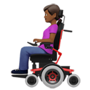 👩🏾‍🦼 Emoji Mulher Em Cadeira De Rodas Motorizada: Pele Morena Escura na Apple iOS 17.4.