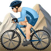🚵🏻‍♂️ Emoji Homem Fazendo Mountain Bike: Pele Clara na Apple iOS 17.4.