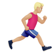 Emoji 🏃🏼‍♂️‍➡️ Uomo che corre rivolto a destra: tono della pelle medio-chiaro su Apple iOS 17.4.