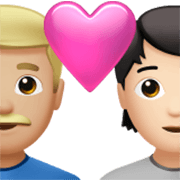 Emoji 👨🏼‍❤️‍🧑🏻 Coppia Con Cuore: uomo, persona, Carnagione Abbastanza Chiara, Carnagione Chiara su Apple iOS 17.4.