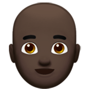 Emoji 👨🏿‍🦲 Uomo: Carnagione Scura E Calvo su Apple iOS 17.4.