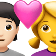🧑🏻‍❤️‍👩 Emoji Liebespaar: Person, Frau, helle Hautfarbe, Kein Hautton Apple iOS 17.4.
