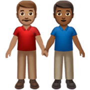 Emoji 👨🏽‍🤝‍👨🏾 Due Uomini Che Si Tengono Per Mano: Carnagione Olivastra E Carnagione Abbastanza Scura su Apple iOS 17.4.