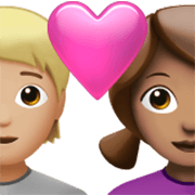🧑🏼‍❤️‍👩🏽 Emoji Casal Apaixonado: Pessoa, Mulher, Pele Morena Clara, Pele Morena na Apple iOS 17.4.