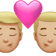 👨🏼‍❤️‍💋‍👨🏼 Emoji Beso - Hombre: Tono De Piel Claro Medio, Hombre: Tono De Piel Claro Medio en Apple iOS 17.4.