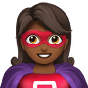 🦸🏾‍♀️ Emoji Super-heroína: Pele Morena Escura na Apple iOS 17.4.