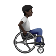 Émoji 🧑🏿‍🦽‍➡️ Personne en fauteuil roulant manuel face à la droite : Peau foncée sur Apple iOS 17.4.