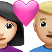 👩🏻‍❤️‍👨🏼 Emoji Casal Apaixonado - Mulher: Pele Clara, Homem: Pele Morena Clara na Apple iOS 17.4.