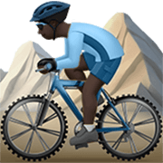🚵🏿‍♂️ Emoji Hombre En Bicicleta De Montaña: Tono De Piel Oscuro en Apple iOS 17.4.
