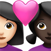👩🏻‍❤️‍👩🏿 Emoji Casal Apaixonado - Mulher: Pele Clara, Mulher: Pele Escura na Apple iOS 17.4.