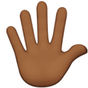 🖐🏾 Emoji Mão Aberta Com Os Dedos Separados: Pele Morena Escura na Apple iOS 17.4.
