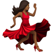 💃🏾 Emoji tanzende Frau: mitteldunkle Hautfarbe Apple iOS 17.4.