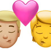 👨🏼‍❤️‍💋‍🧑 Emoji Beso: Hombre, Persona, Tono De Piel Claro Medio, Sin tono de piel en Apple iOS 17.4.