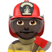 Emoji 👨🏿‍🚒 Pompiere Uomo: Carnagione Scura su Apple iOS 17.4.