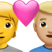 Emoji 🧑‍❤️‍👨🏼 Coppia Con Cuore: persona, uomo, Nessun tono della pelle, Carnagione Abbastanza Chiara su Apple iOS 17.4.