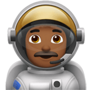 👨🏾‍🚀 Emoji Astronauta Hombre: Tono De Piel Oscuro Medio en Apple iOS 17.4.