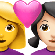 👩‍❤️‍👩🏻 Emoji Casal Apaixonado - Mulher, Mulher: Pele Clara na Apple iOS 17.4.