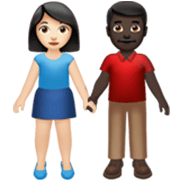 👩🏻‍🤝‍👨🏿 Emoji Mujer Y Hombre De La Mano: Tono De Piel Claro Y Tono De Piel Oscuro en Apple iOS 17.4.