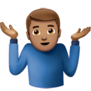 🤷🏽‍♂️ Emoji schulterzuckender Mann: mittlere Hautfarbe Apple iOS 17.4.