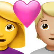 👩‍❤️‍🧑🏼 Emoji Pareja Enamorada: Mujer, Persona, Sin tono de piel, Tono De Piel Claro Medio en Apple iOS 17.4.