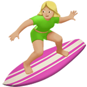 🏄🏼‍♀️ Emoji Mulher Surfista: Pele Morena Clara na Apple iOS 17.4.