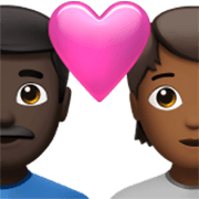 👨🏿‍❤️‍🧑🏾 Emoji Pareja Enamorada: Hombre, Persona, Tono De Piel Oscuro, Tono De Piel Oscuro Medio en Apple iOS 17.4.