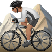 🚵🏽 Emoji Pessoa Fazendo Mountain Bike: Pele Morena na Apple iOS 17.4.