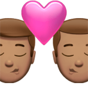 Emoji 👨🏽‍❤️‍💋‍👨🏽 Bacio Tra Coppia - Uomo: Carnagione Olivastra, Uomo: Carnagione Olivastra su Apple iOS 17.4.