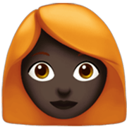 👩🏿‍🦰 Emoji Frau: dunkle Hautfarbe, rotes Haar Apple iOS 17.4.