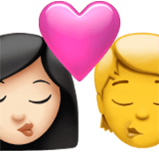 👩🏻‍❤️‍💋‍🧑 Emoji Beso: Mujer, Persona, Tono De Piel Claro, Sin tono de piel en Apple iOS 17.4.