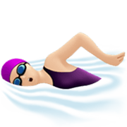 🏊🏻‍♀️ Emoji Mujer Nadando: Tono De Piel Claro en Apple iOS 17.4.