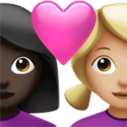 Emoji 👩🏿‍❤️‍👩🏼 Coppia Con Cuore - Donna: Carnagione Scura, Donna: Carnagione Abbastanza Chiara su Apple iOS 17.4.