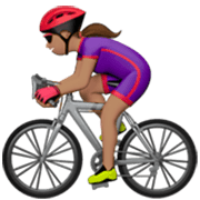 Emoji 🚴🏽‍♀️ Ciclista Donna: Carnagione Olivastra su Apple iOS 17.4.