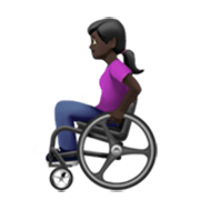 👩🏿‍🦽 Emoji Mulher Em Cadeira De Rodas Manual: Pele Escura na Apple iOS 17.4.