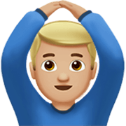 Emoji 🙆🏼‍♂️ Uomo Con Gesto OK: Carnagione Abbastanza Chiara su Apple iOS 17.4.