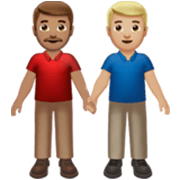 👨🏽‍🤝‍👨🏼 Emoji Hombres De La Mano: Tono De Piel Medio Y Tono De Piel Claro Medio en Apple iOS 17.4.