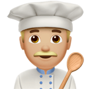 Emoji 👨🏼‍🍳 Cuoco: Carnagione Abbastanza Chiara su Apple iOS 17.4.